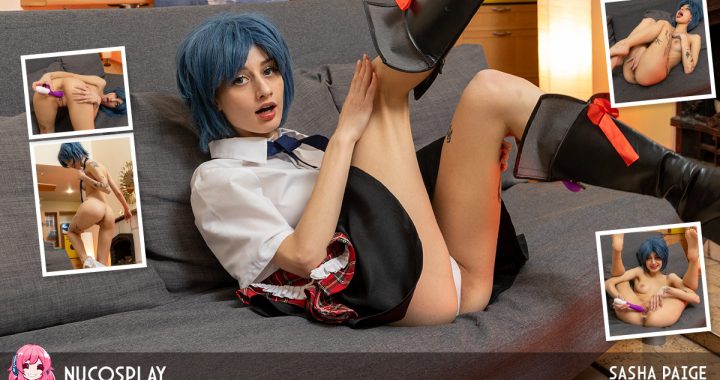 NuCosplay Sasha Paige – Blue Haired Girly Sasha Paige Loves Fucking Her Tight Little Pussy