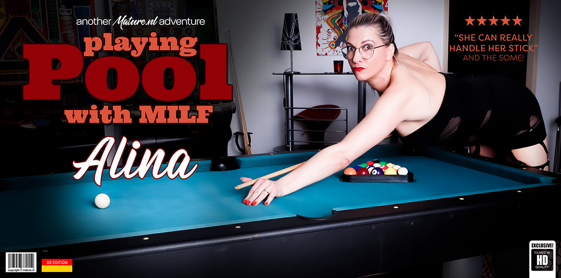 Mature.NL-Alina-Alina is a German Tall MILF with a shaved pierced pussy that loves to play with a poolstick